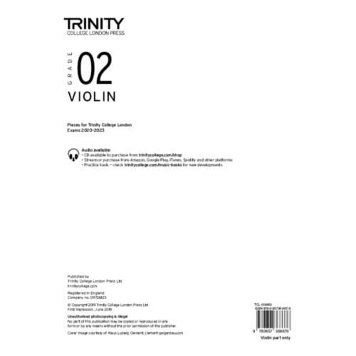 Violin 20202023 Grade 2 Part Only - TRIN COLLEGE LONDON