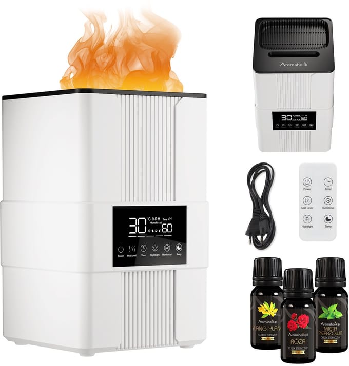 Moraj VARMA - Luchtbevochtiger & Aroma Diffuser - Vlammen Effect LED - 3.5 Liter - Ultrasoon