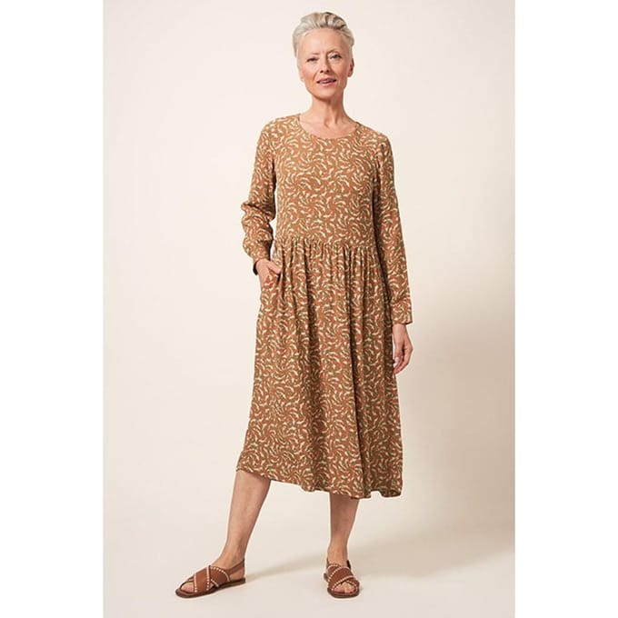 White Stuff Elisa Dress Tan Multi Taglia: 8 | Abiti Midi Outlet | Donna