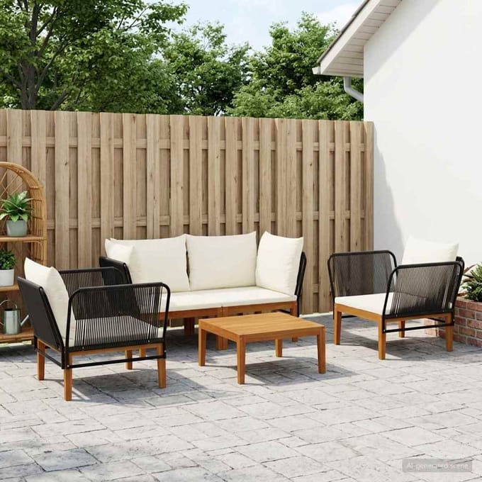 vidaXL - 5 - st - Massief - acaciahout - & - touw - Naturel