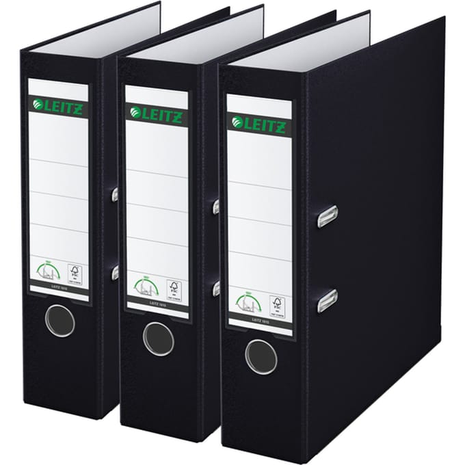Leitz 180° Ordner PP A4 - Rugbreedte van 80mm - Voordeelverpakking (3 stuks) - Zwart