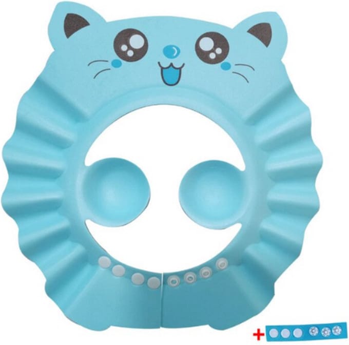 Douchekapje - Douche Shower Cap - Douche Kap - Baby - Kind Haarwas Hulp Kap - Blauw - Kat