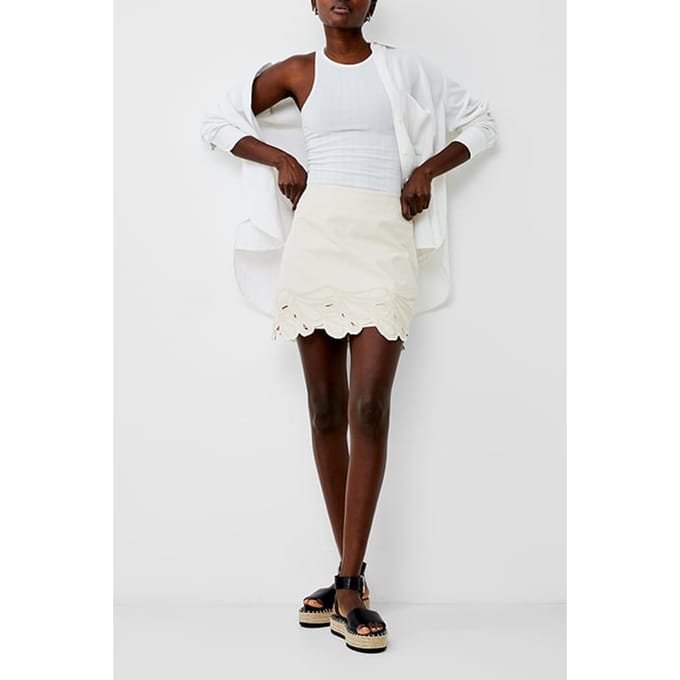 French Connection Ateena Twill Embroidered Skirt Ecru Größe: 18 | Miniröcke Outlet | Damen | Braun