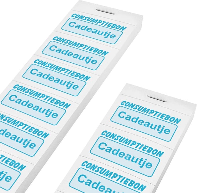 CombiCraft Consumptiebonnen cadeautje 10 per strip wit - per 1000 bonnen