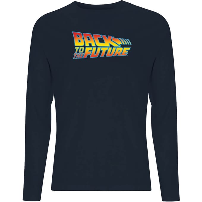 Back To The Future Classic Logo Men's Long Sleeve T-Shirt - Navy - S