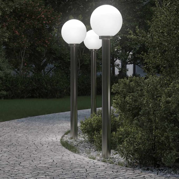 vidaXL Bolderverlichting 3 stuks 120 cm RVS IP44
