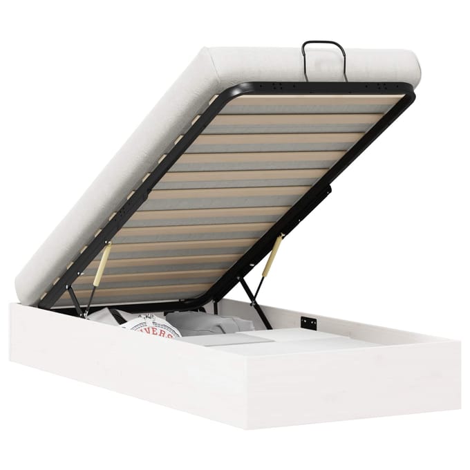 vidaXL - Ottoman - bedframe - met - opbergruimte - Wit - 90 - x - 190 - cm