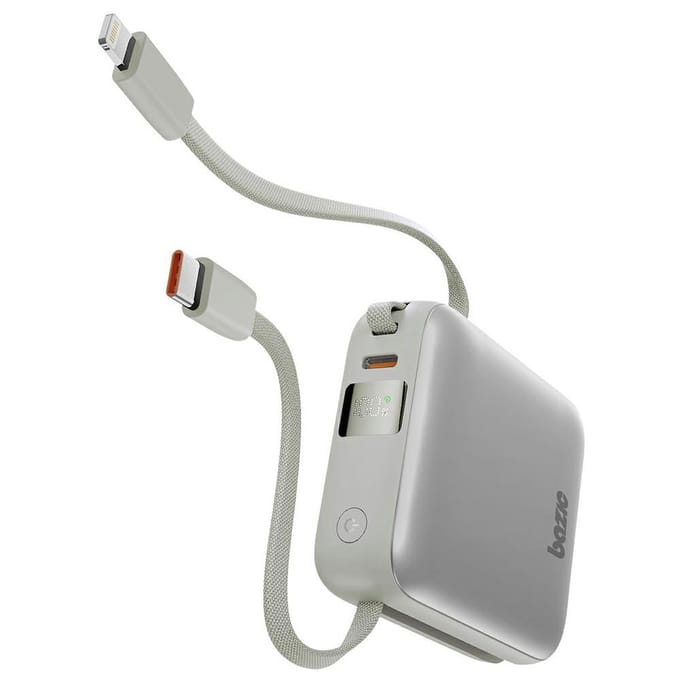 PowerBank 3-in-1 Bazic Fusion Mini 10000mAh USB-C/Lightning-kabel grijs