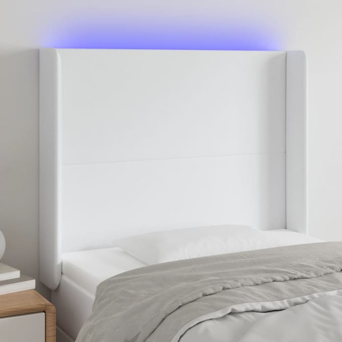vidaXL - Hoofdbord - LED - 93x16x118/128 - cm - kunstleer - wit