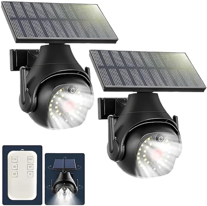 2 Stuks Dummy Beveiligingscamera met Solar Bewegingssensor Verlichting - Afstandsbediening & Waterdicht