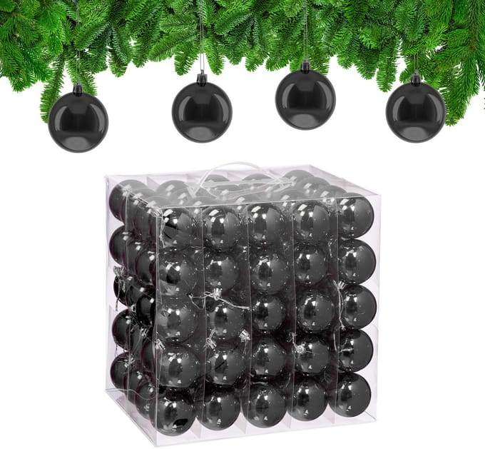 kerstballen set van 100 - Ø 6 cm - glanzend - kunststof - zwart