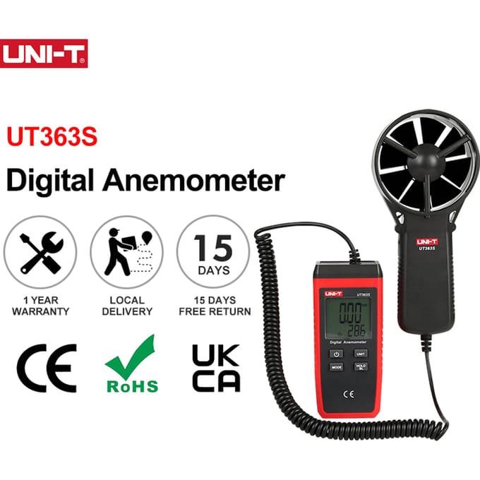 UNI-T UT363S Mini Anemometer Windsnelheid Temperatuur Tester Lcd Display Air Flow Speed Max/Avg Meting Wind Niveau 1 ~ 12