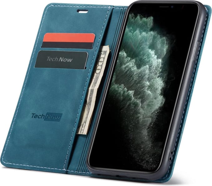 iPhone 11 Hoesje - Book Case Leer Slimline Blauw