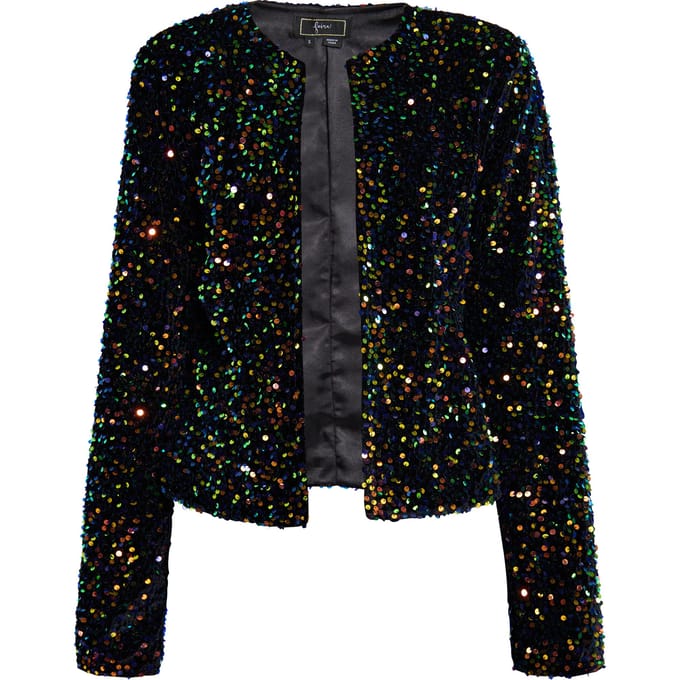 Faina Jasje met pailletten Dames Blauw Veelkleurig