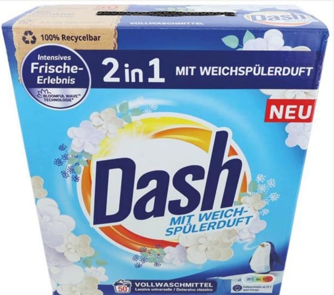 Dash 2in1 Wasmiddel & wasverzachter - Waspoeder - Frisheis - 50wb/3kg