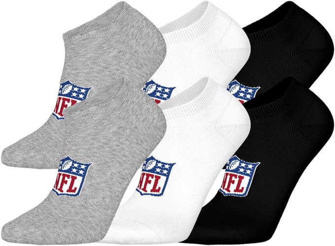 NFL SHIELD Sneaker Socks - 6-pack - Grijs/Wit/Zwart - Maat 39/42