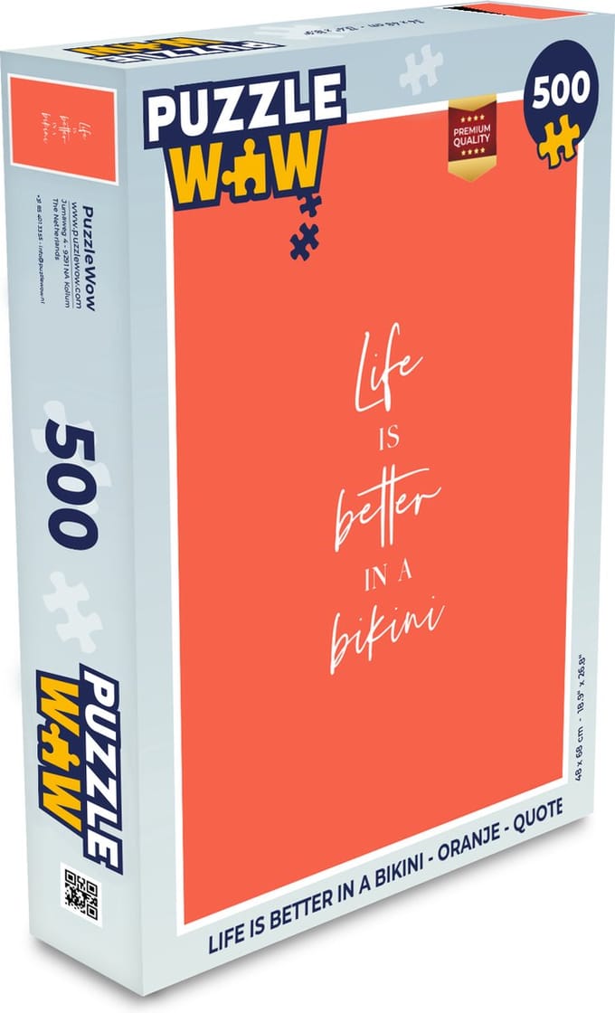 Puzzel Life is better in a bikini - Oranje - Quote - Legpuzzel - Puzzel 500 stukjes