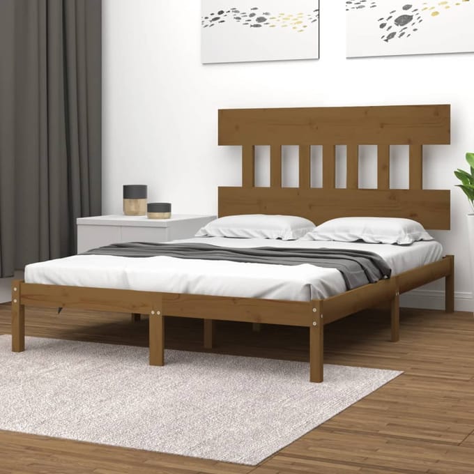 vidaXL - Bedframe - massief - hout - honingbruin - 200x200 - cm
