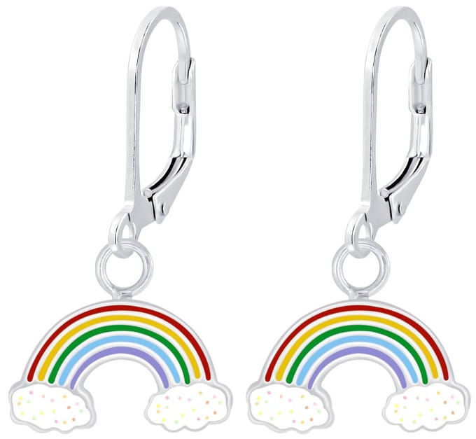 Joy|S - Zilveren regenboog oorbellen - leverback sluiting