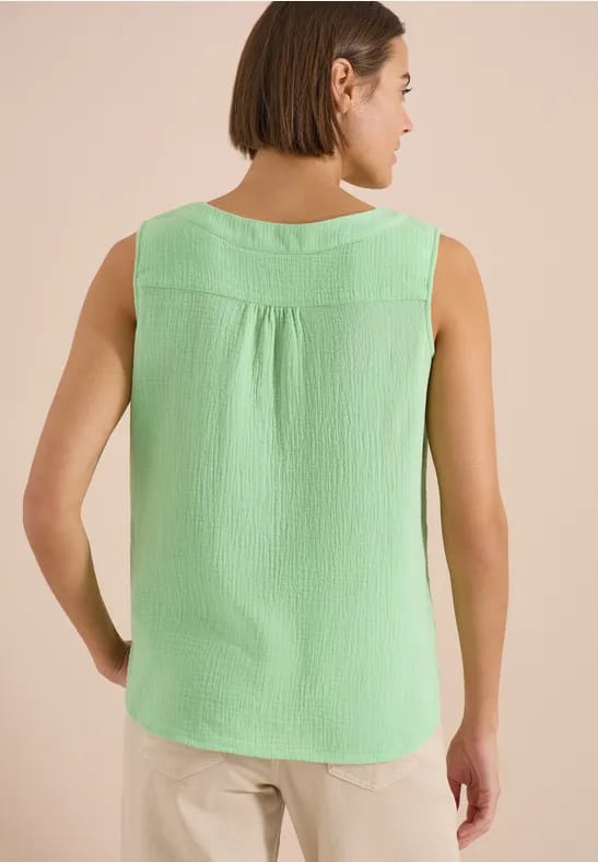 Blousetop met V-hals van mousseline