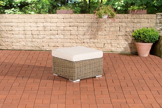 CLP Polyrattan hocker Bilbao / Madeira natura gebroken wit