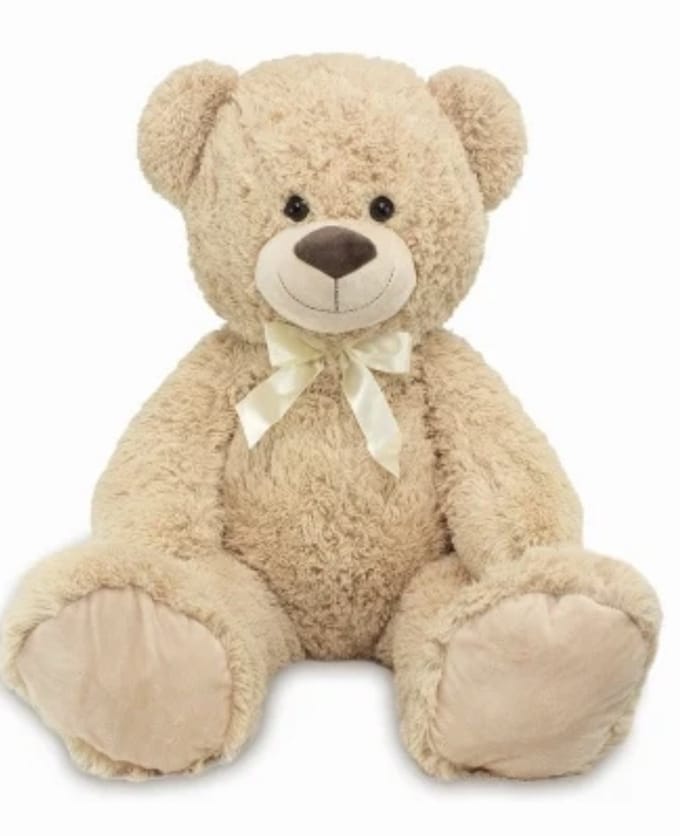 Beer Pluche 100 cm - Knuffel - Teddybeer- met Kraalogen en Strik.