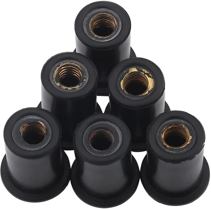 Well Nuts M6 Rubber 6Pcs - Duurzame Windshield Nuts voor Motorfietsen, Kayaks en Kano's
