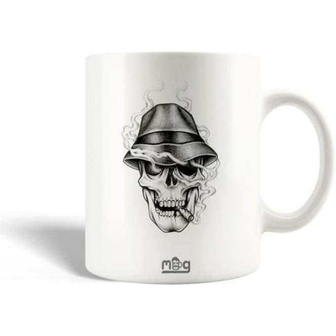 Mug - Céramique - Crâne - 30cl - Blanc - Compatible lave-vaisselle et micro-ondes