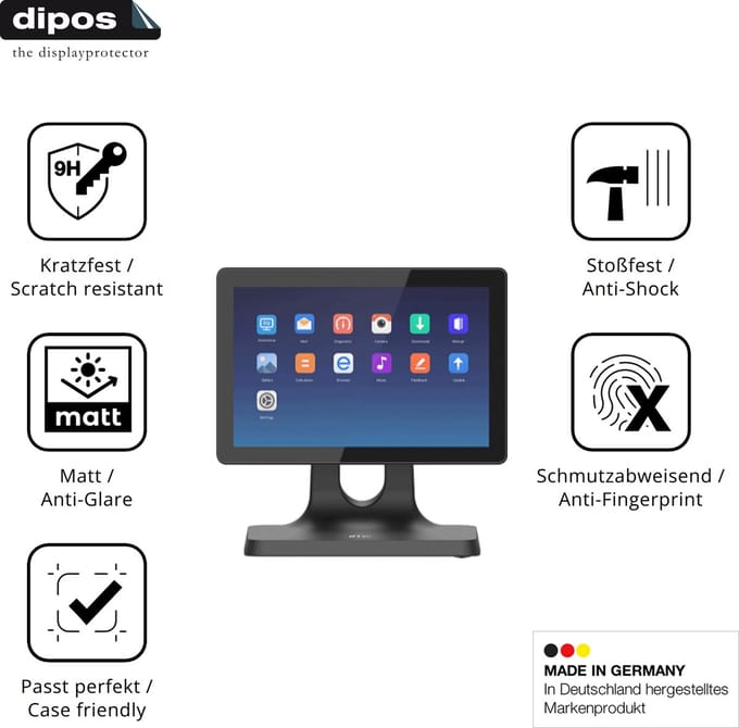 dipos – 2x Matte Pantserfolie geschikt voor IMIN D2 10.1 Zoll | 9H Screenprotector