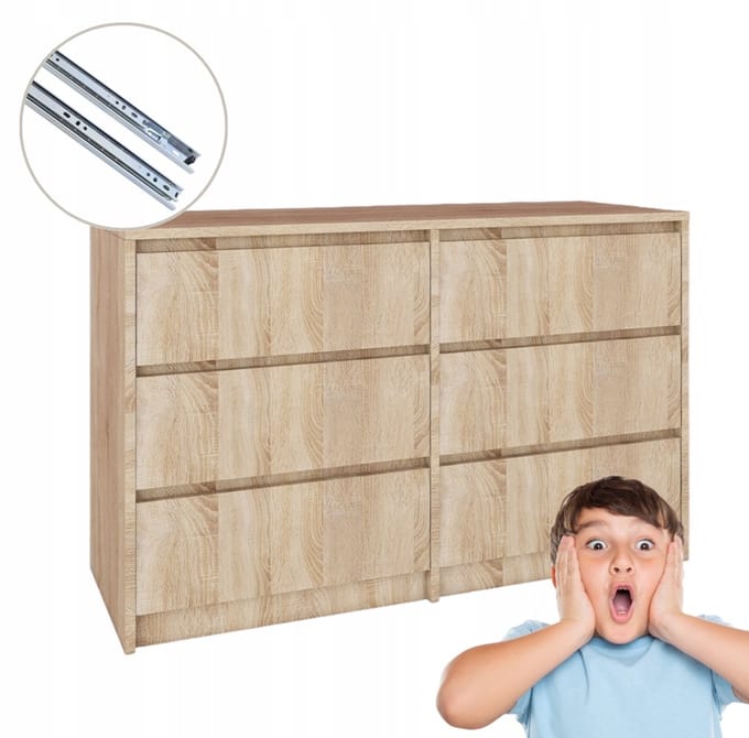 Fernika - Dressoir - 6 Lades - Dąb Sonoma - 120x75,2x43 cm
