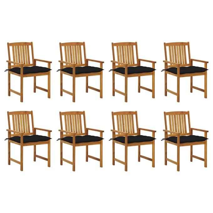 vidaXL - Tuinstoelen - 8 - st - met - kussens - massief - acaciahout
