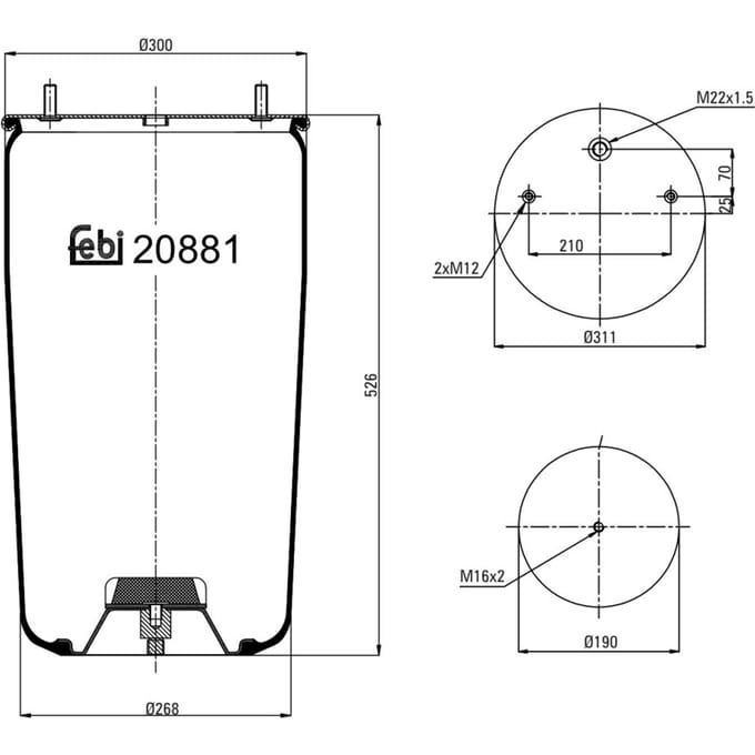 Veerbalg, luchtvering FEBI BILSTEIN 20881