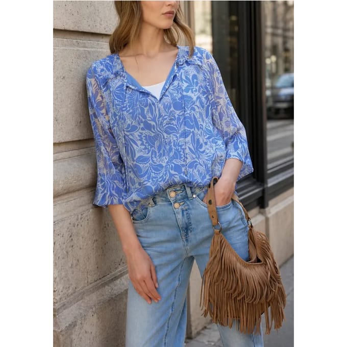 Blouse met lange mouwen en ruches
