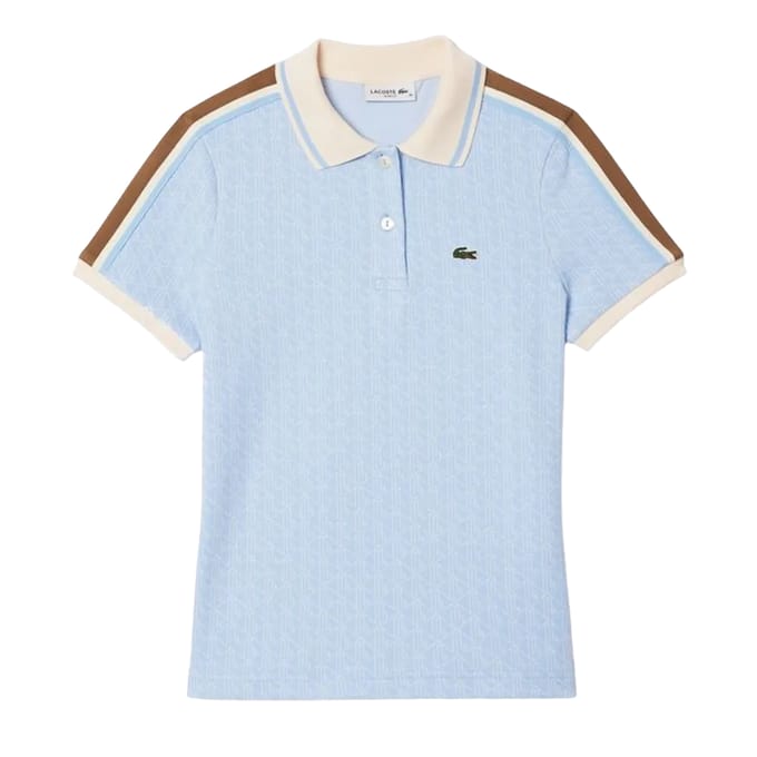 Lacoste Dames Jacquard Slim Korte Mouwen Polo Shirt (Blauw)