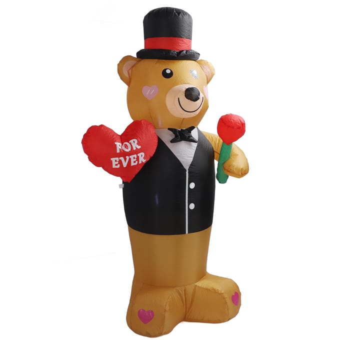 Opblaasbare Teddybeer 210T Polyestervezel 185CM IP44 Waterdicht met LED Krachtige Ventilator Opblazen red