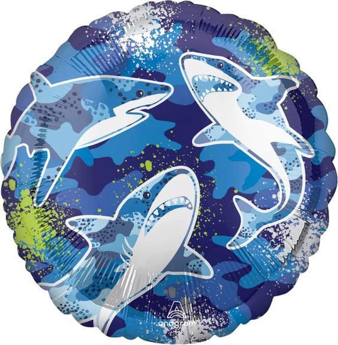 Anagram Folieballon Shark Junior 43 Cm Blauw/wit/groen