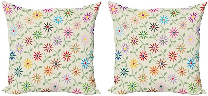 ABAKUHAUS Bloemen Kussenhoes Set – 2x50x50 cm – Microfiber – Multicolor
