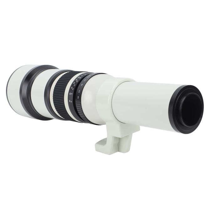 Objectif Téléobjectif 500mm F6.3 à Mise au Point Manuelle avec Bague Adaptatrice T2 16.4ft Revêtement MC Structure Métallique blanc