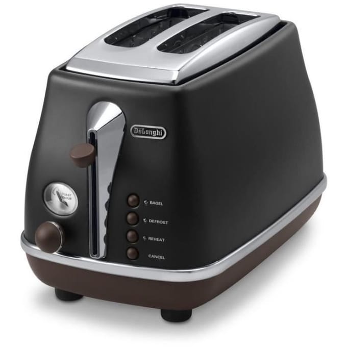Broodrooster - DELONGHI - CTOV2103.BK - 900 W - 2 sleuven - Mat zwart / Chocolade