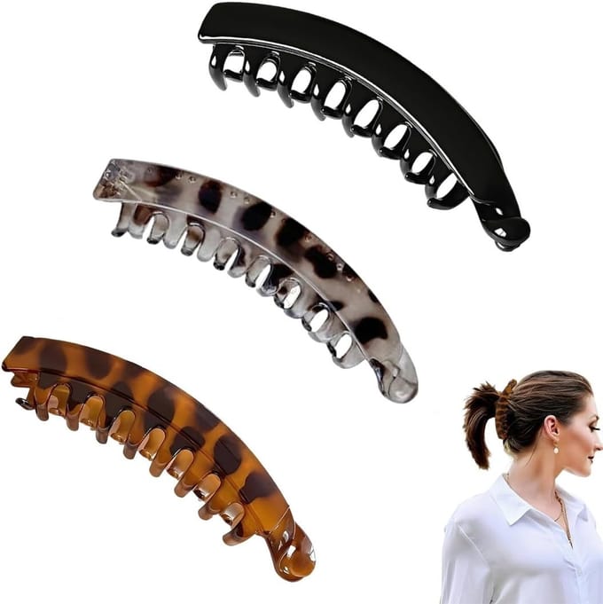 Grote Haarspelden voor Dikke Haarstijlen, Antislip Ponytail Clips, Set van 3 voor Vrouwen
