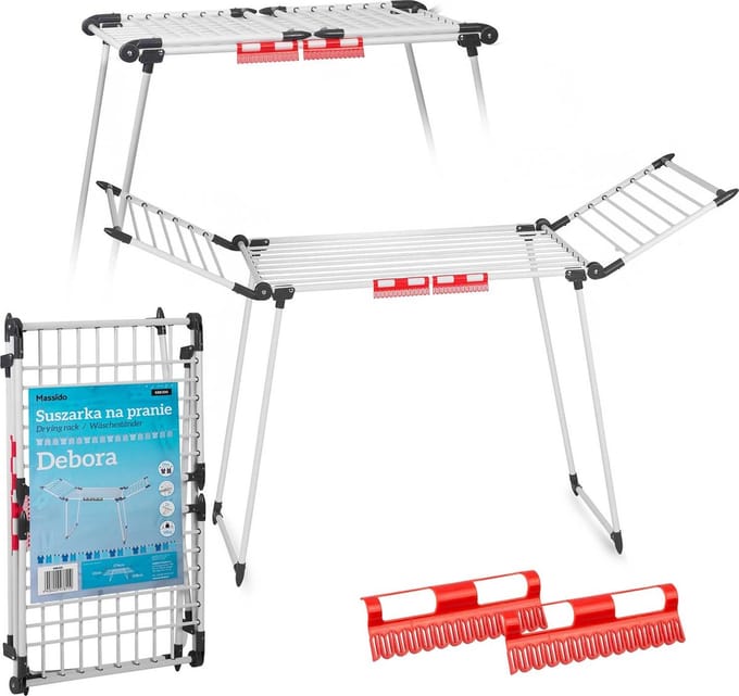 Debora opvouwbare staande wasdroger - wit - 19 meter