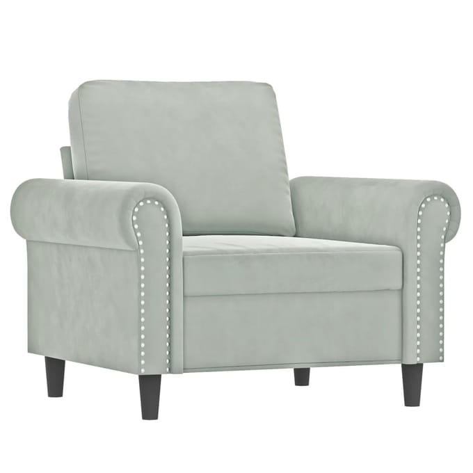 vidaXL - 4-delige - Loungeset - met - kussens - fluweel - lichtgrijs