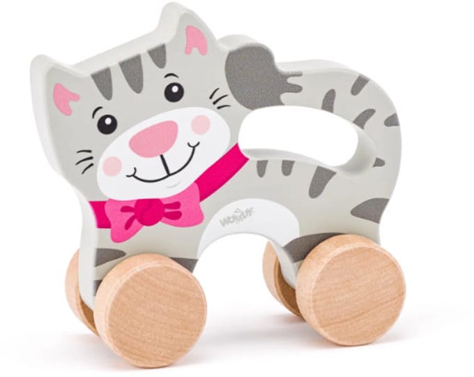 Kat - Op wielen - Met handvat - Hout