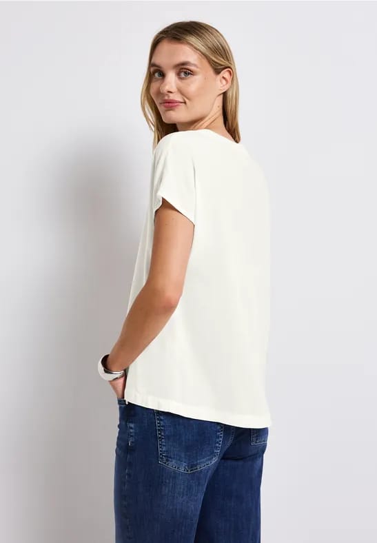 Blouse met gespleten hals in effen kleur