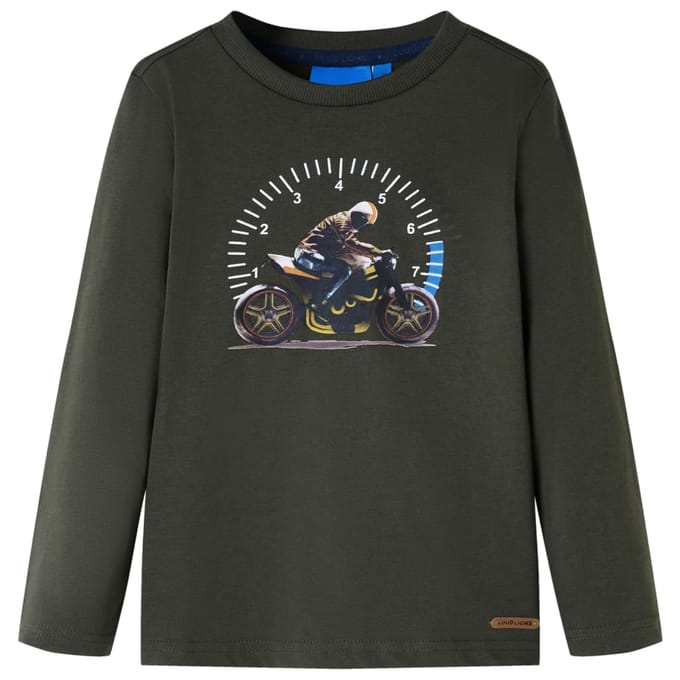 vidaXL - Kindershirt - met - lange - mouwen - 104 - kakikleurig