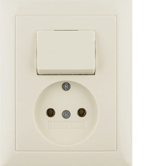 Hager Berker Wandcontactdoos met randaarde met omkeerschakelaar - 6143668982 - E3H9M