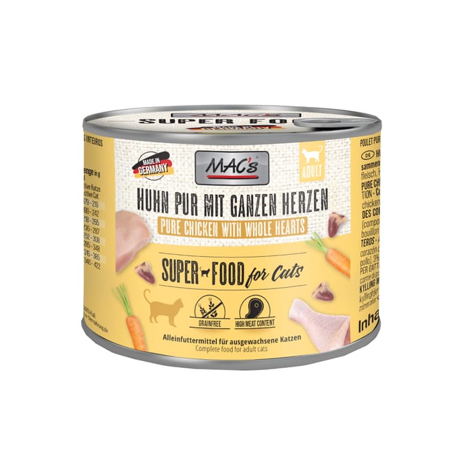 MAC's CAT - Puur blik 6x200g - Puur kip met hele kippenharten