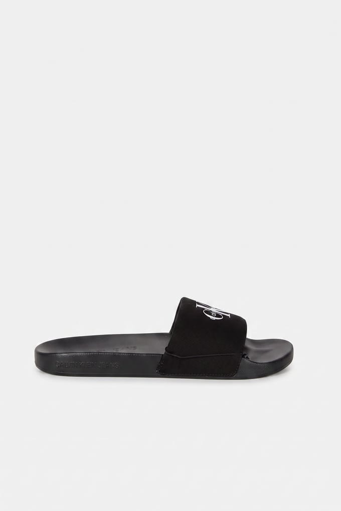 Calvin Klein Slide Monogram Black/bright White Größe: 41 | Flip-Flops Outlet | Damen | Weiß