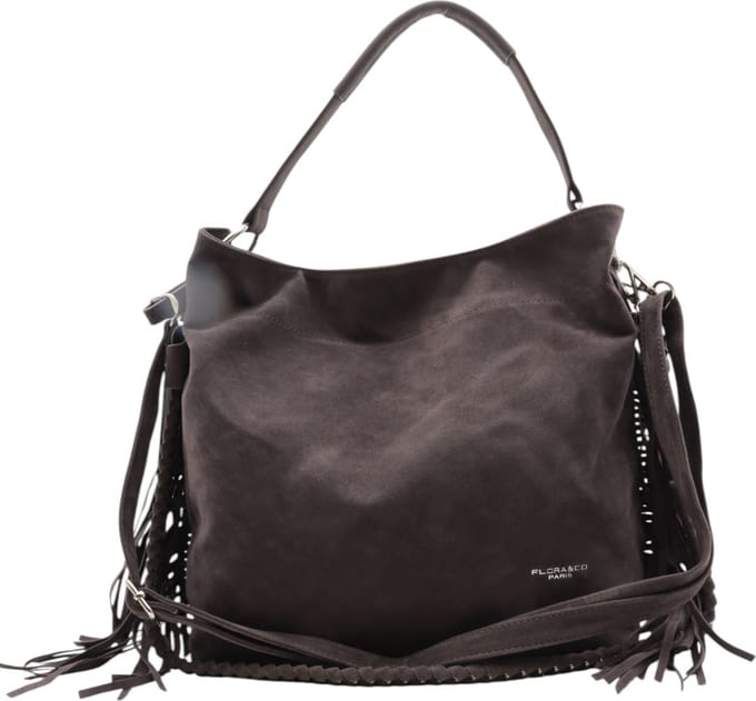 Flora&Co - Handtas - Suede look - grijs
