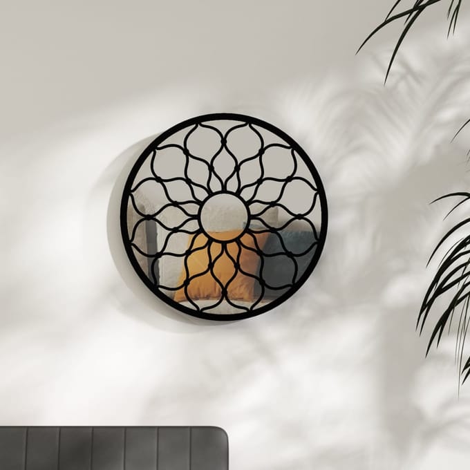 vidaXL - Spiegel - rond - 40x3 - cm - ijzer - zwart